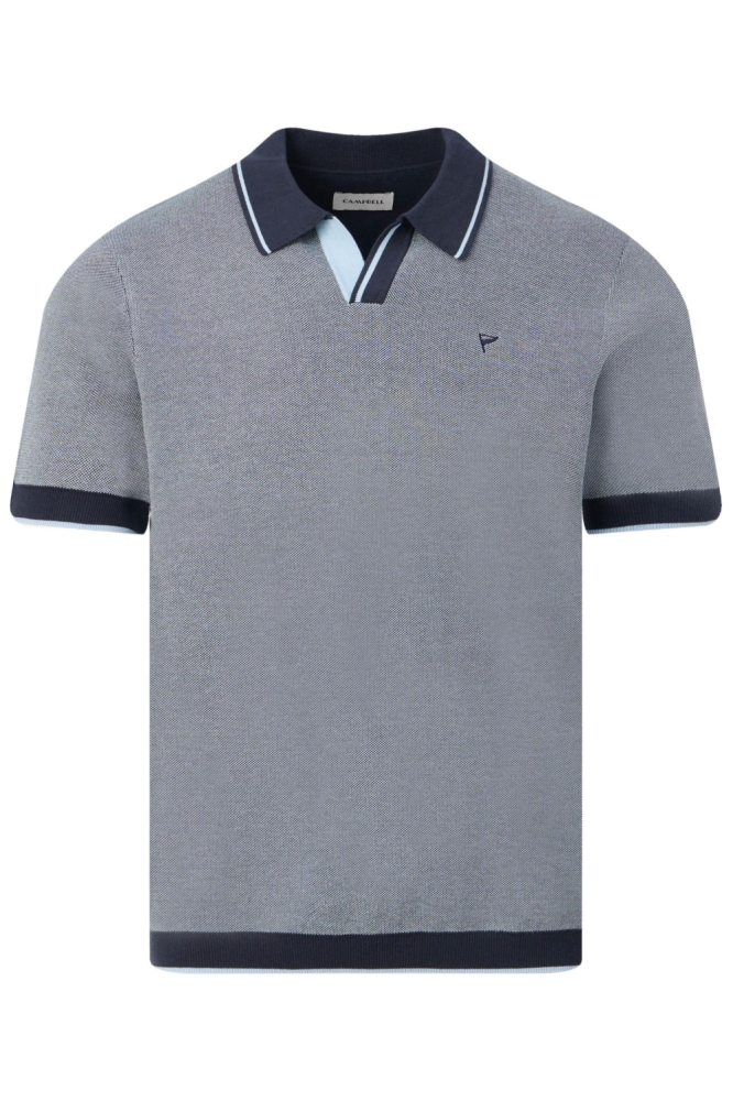 Campbell blauwe heren polo | Vooraanzicht