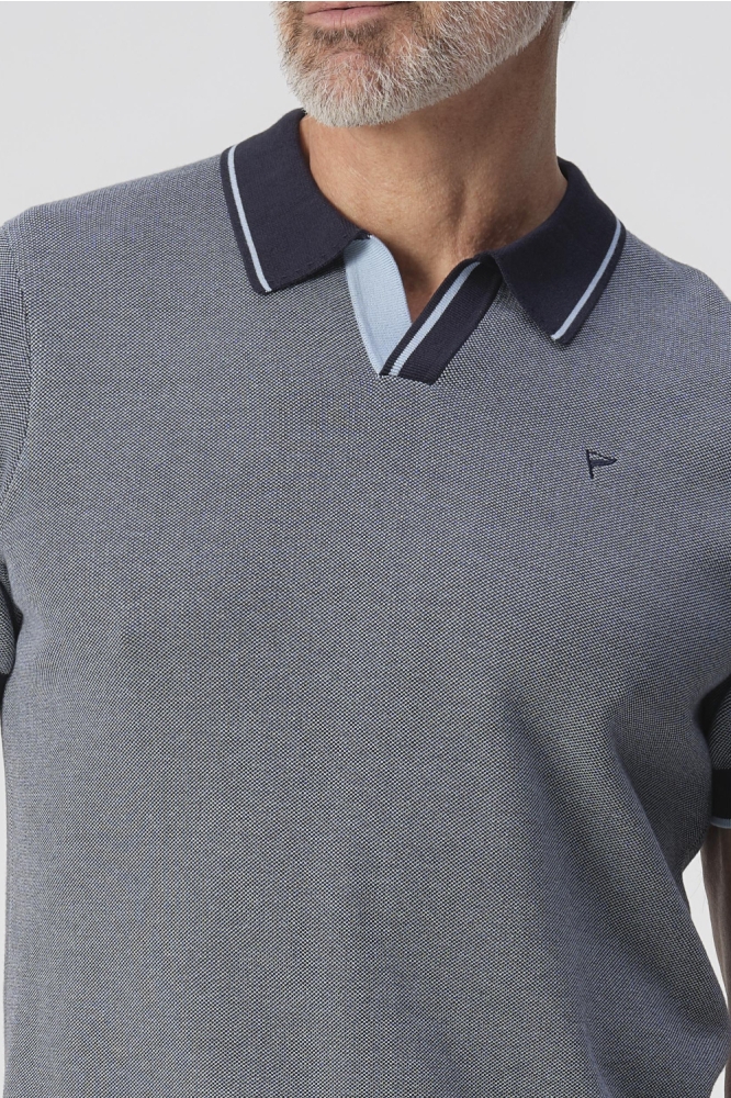 Campbell blauwe heren polo | Close up