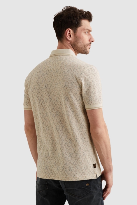 PME legend ecru heren polo | Model achteraanzicht