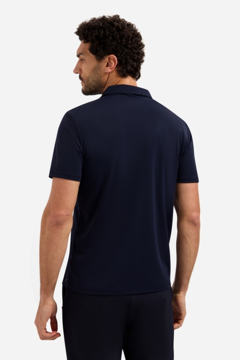 NO-EXCESS blauwe heren polo | Model achteraanzicht
