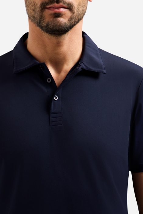 NO-EXCESS blauwe heren polo | Close up