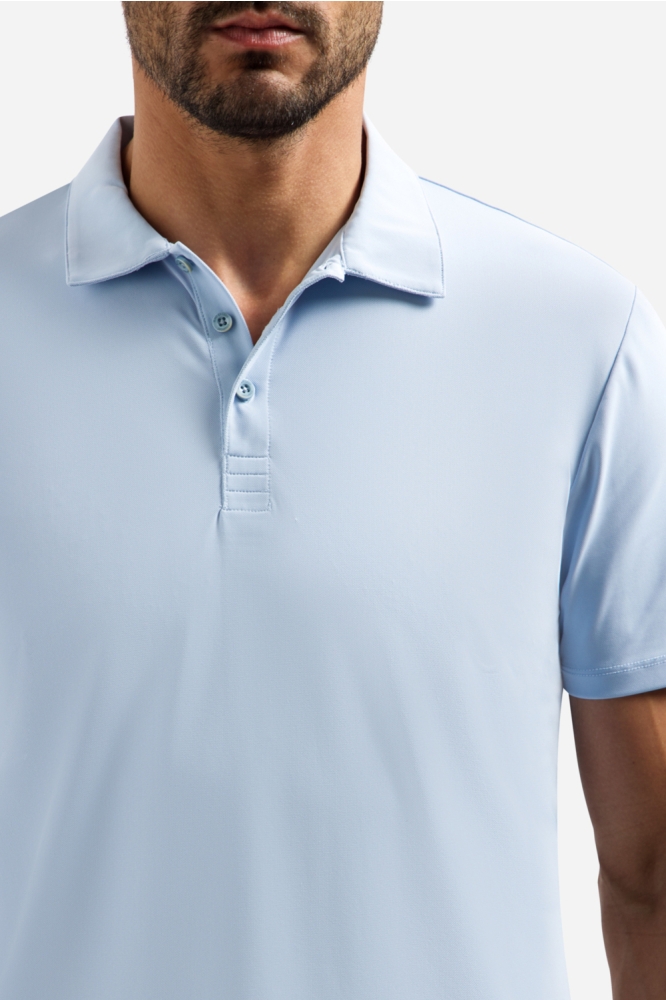 NO-EXCESS blauwe heren polo | Close up