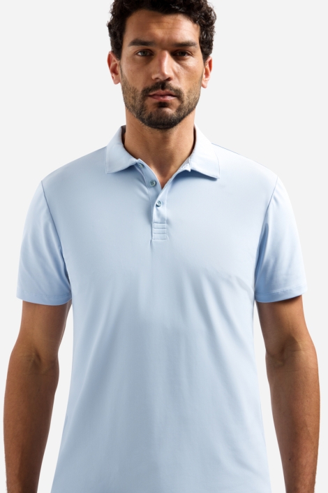 NO-EXCESS blauwe heren polo | Model vooraanzicht