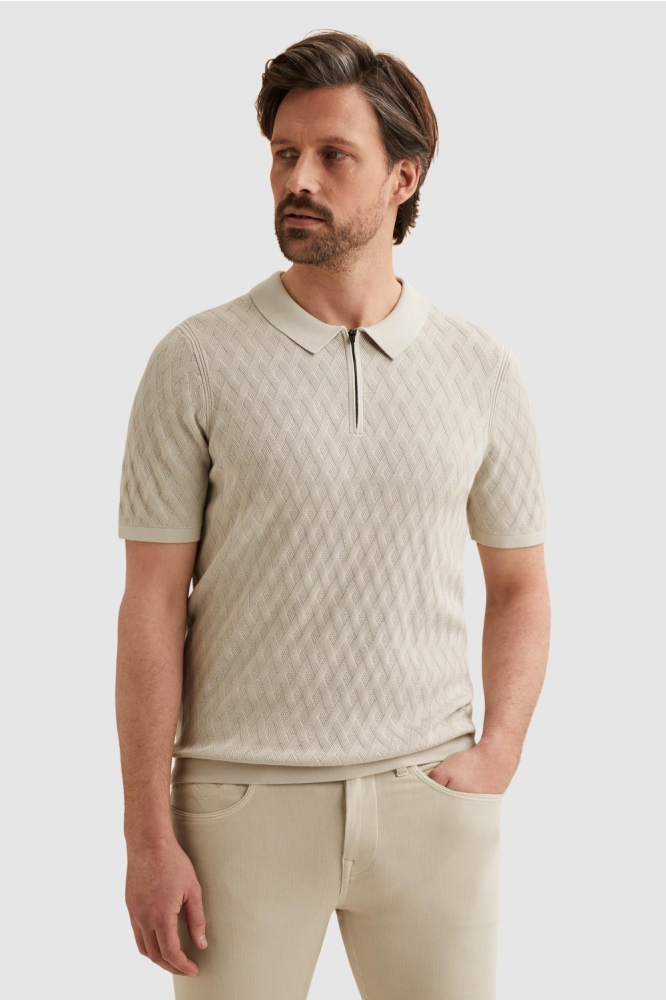 Vanguard beige heren polo | Model vooraanzicht
