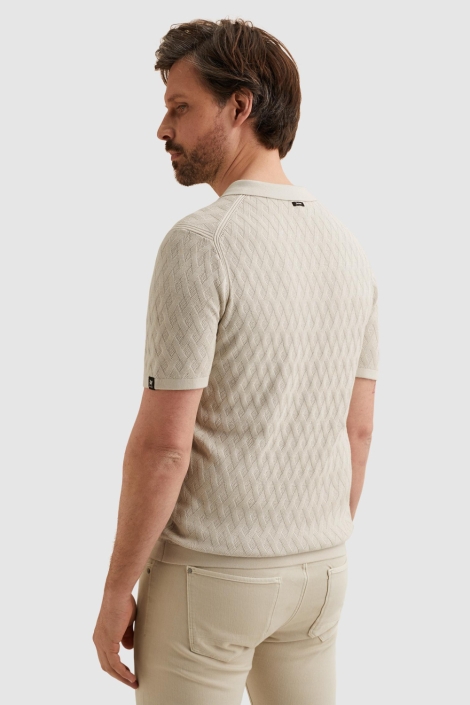 Vanguard beige heren polo | Model achteraanzicht