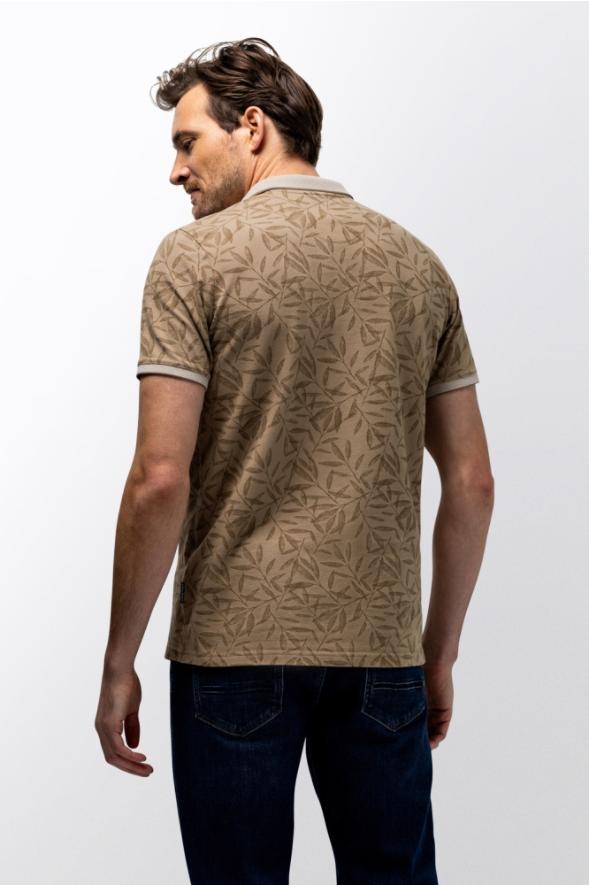 State of Art beige heren polo | Model achteraanzicht