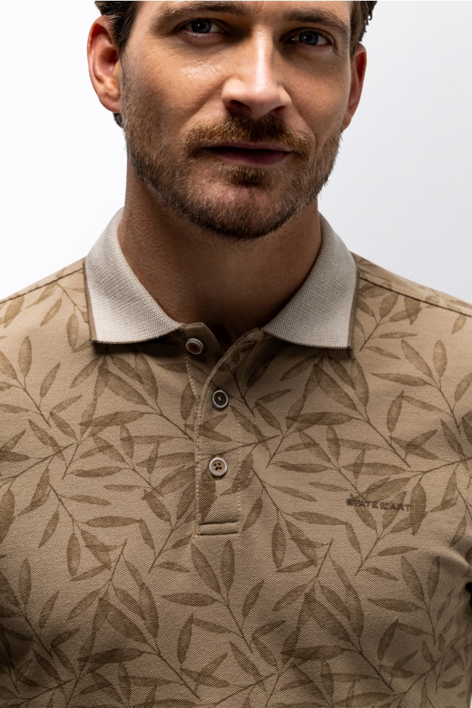 State of Art beige heren polo | Close up