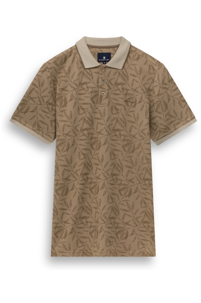 State of Art beige heren polo | Vooraanzicht