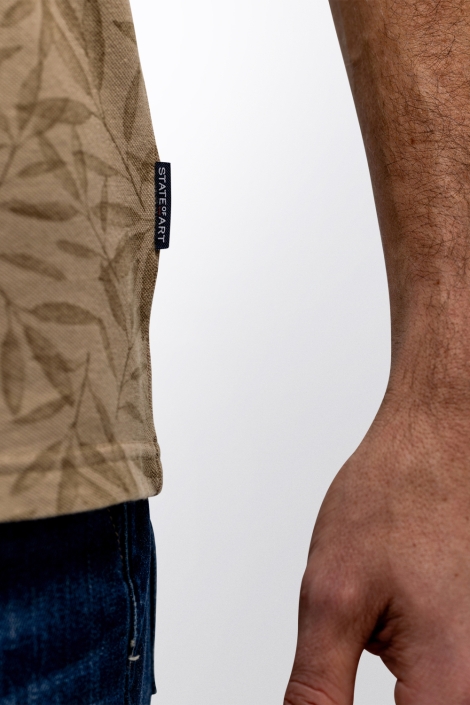 State of Art beige heren polo | Close up