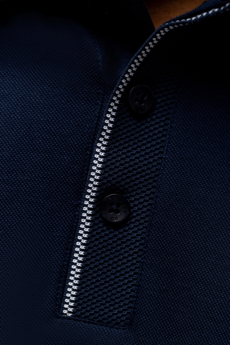 State of Art blauwe heren polo | Close up