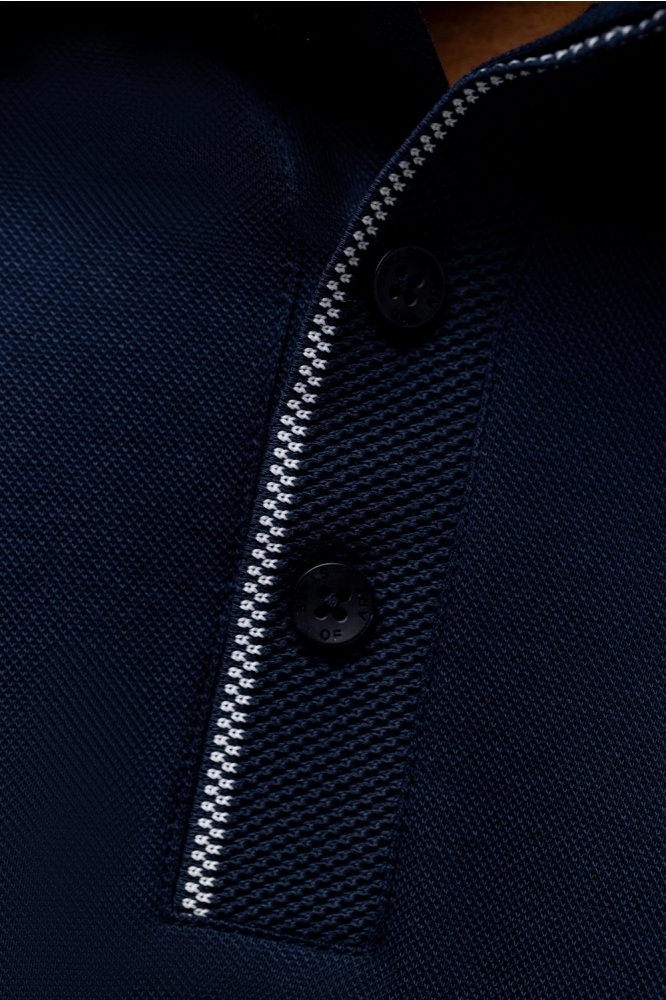 State of Art blauwe heren polo | Close up