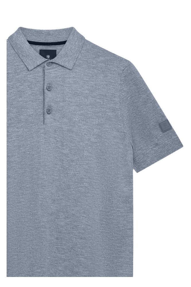 State of Art blauwe heren polo | Close up