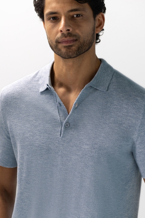 State of Art blauwe heren polo | Close up