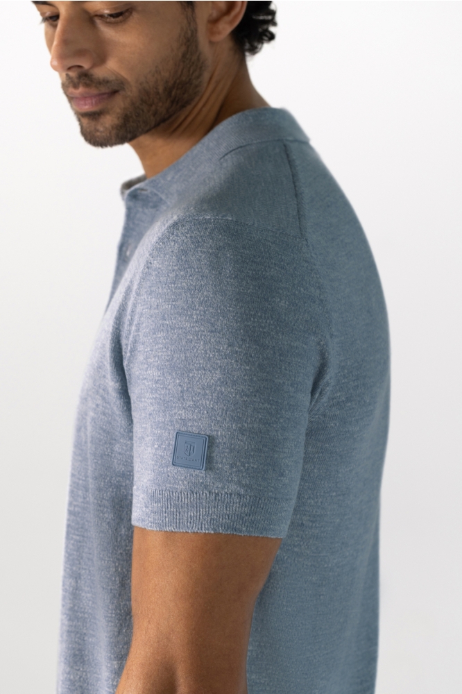 State of Art blauwe heren polo | Close up