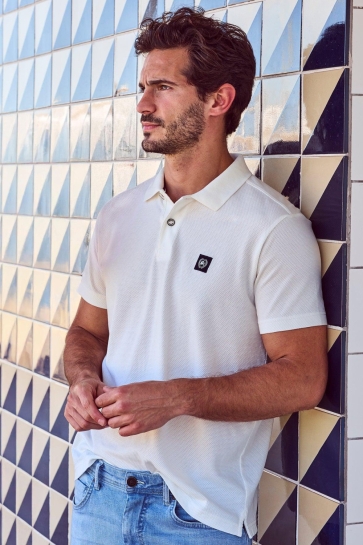 Lerros polo 1/2 arm Wit