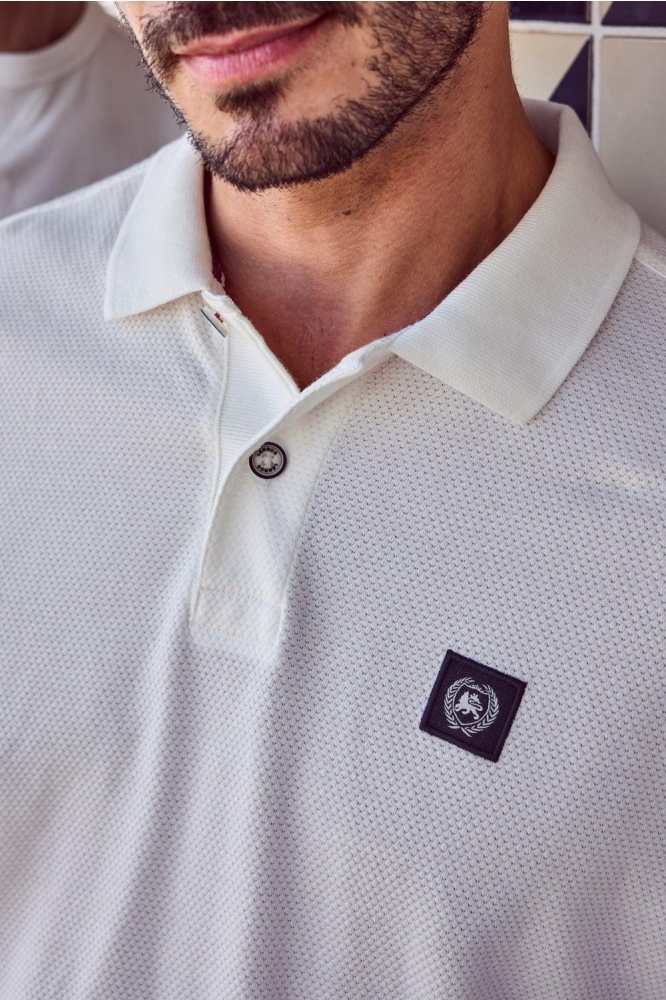 Lerros witte heren polo | Close up