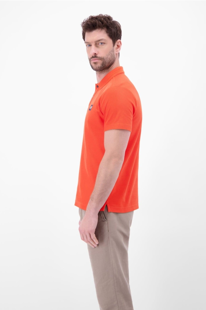 Lerros oranje heren polo | Model zijaanzicht