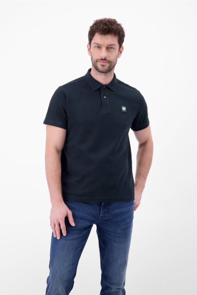 Lerros blauwe heren polo | Model vooraanzicht
