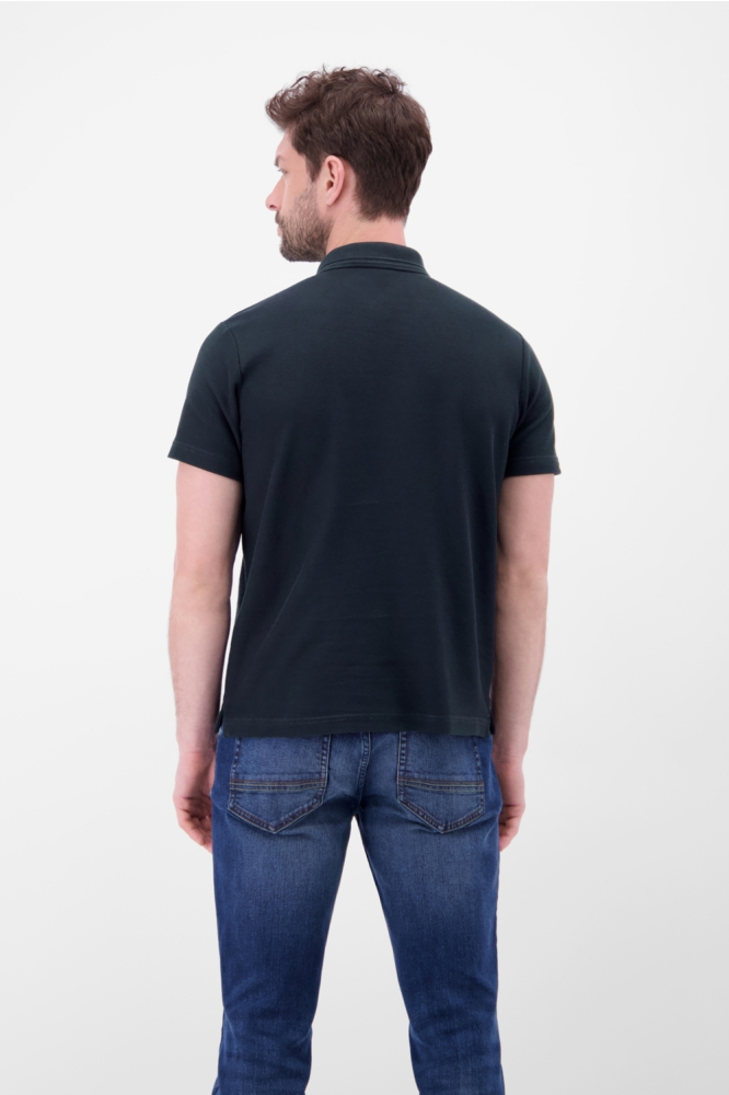 Lerros blauwe heren polo | Model achteraanzicht