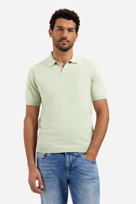NO-EXCESS groene heren polo | Model vooraanzicht