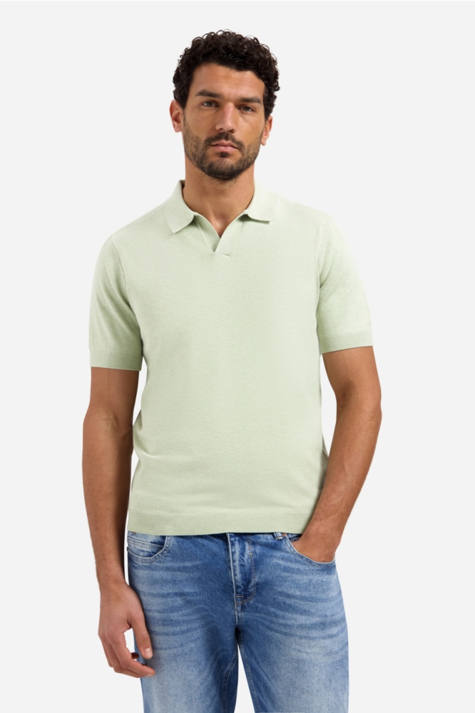 NO-EXCESS groene heren polo | Model vooraanzicht