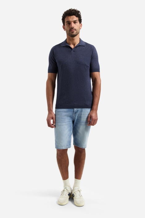 NO-EXCESS blauwe heren polo | Model