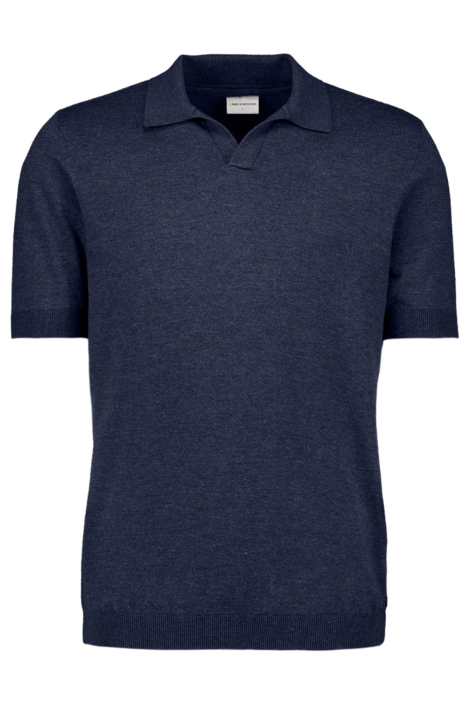 NO-EXCESS blauwe heren polo | Vooraanzicht