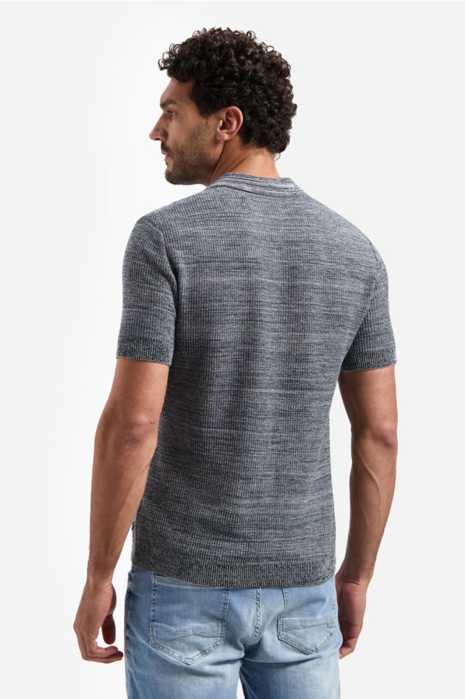 NO-EXCESS blauwe heren polo | Model achteraanzicht