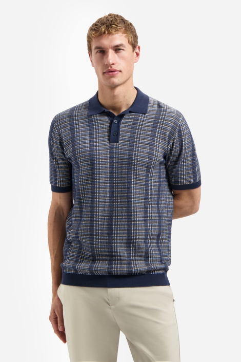 NO-EXCESS blauwe heren polo | Model vooraanzicht
