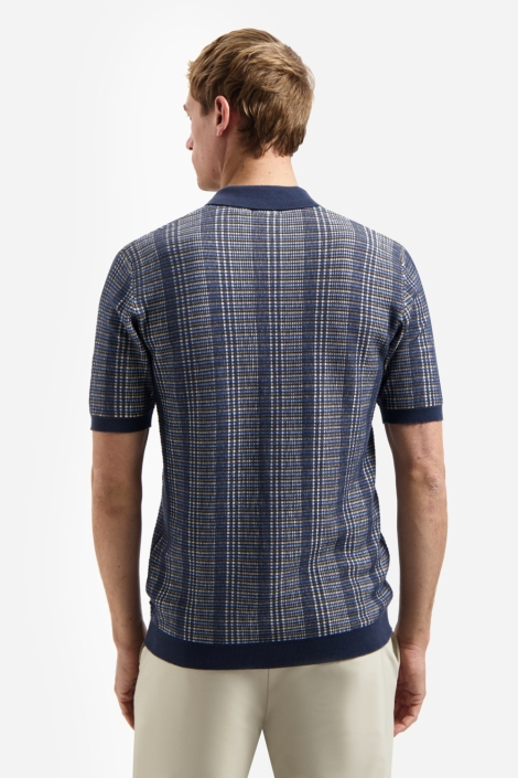 NO-EXCESS blauwe heren polo | Model achteraanzicht