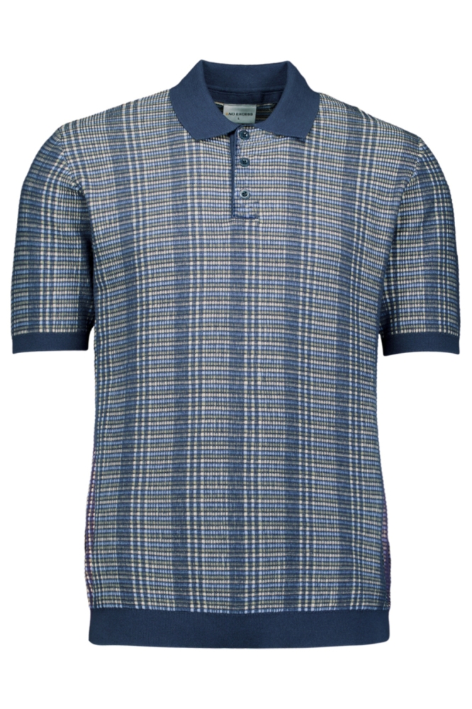 NO-EXCESS blauwe heren polo | Vooraanzicht