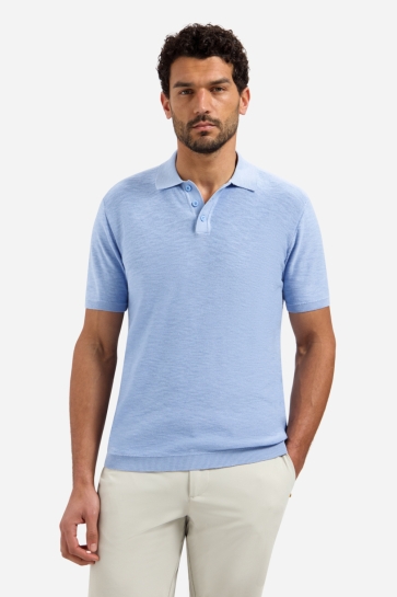 NO-EXCESS Polo GEBREIDE SLUB POLO MET KNOPEN 31240263SN 030 Blue