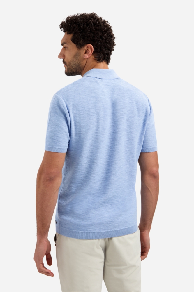 NO-EXCESS blauwe heren polo | Model achteraanzicht