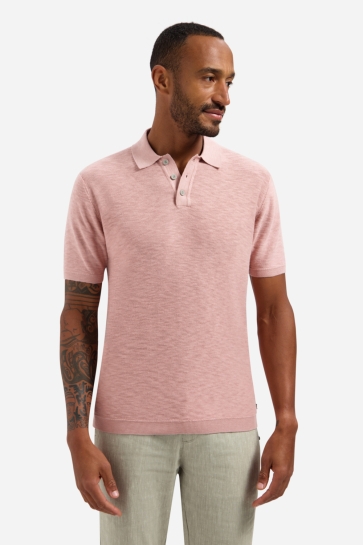 NO-EXCESS pullover short sleeve polo slub Roze