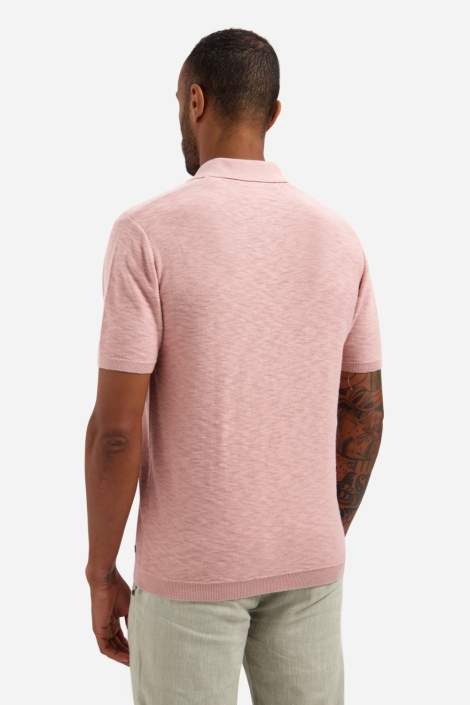 NO-EXCESS roze heren polo | Model achteraanzicht