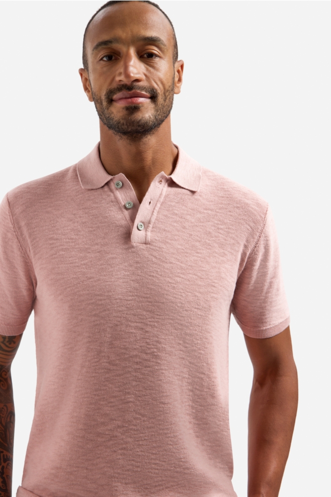 NO-EXCESS roze heren polo | Close up
