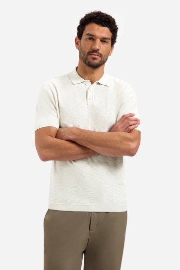 NO-EXCESS pullover short sleeve polo slub Beige
