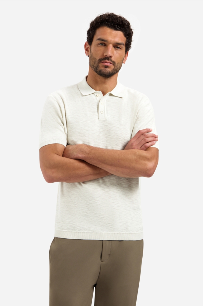 NO-EXCESS beige heren polo | Model vooraanzicht