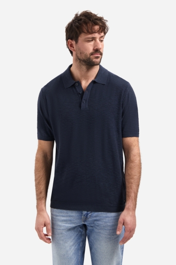 NO-EXCESS Polo GEBREIDE SLUB POLO MET KNOPEN 31240263SN Night