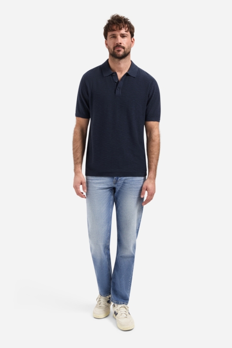 NO-EXCESS blauwe heren polo | Model