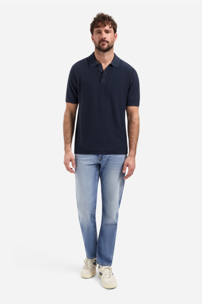 NO-EXCESS blauwe heren polo | Model