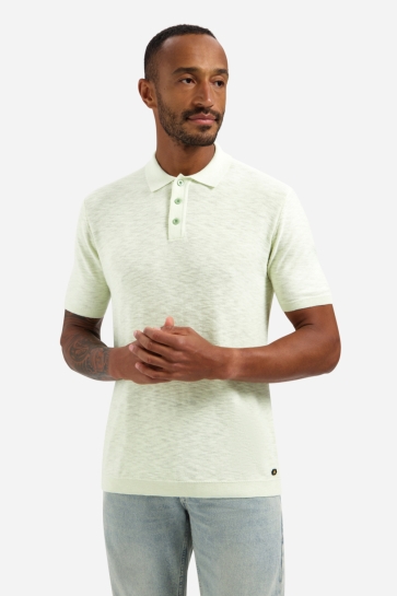 NO-EXCESS pullover short sleeve polo slub Groen