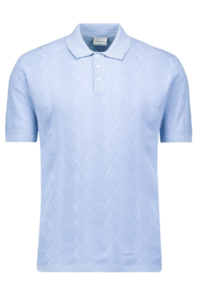 NO-EXCESS blauwe heren polo | Vooraanzicht