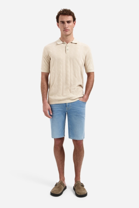 NO-EXCESS beige heren polo | Model vooraanzicht