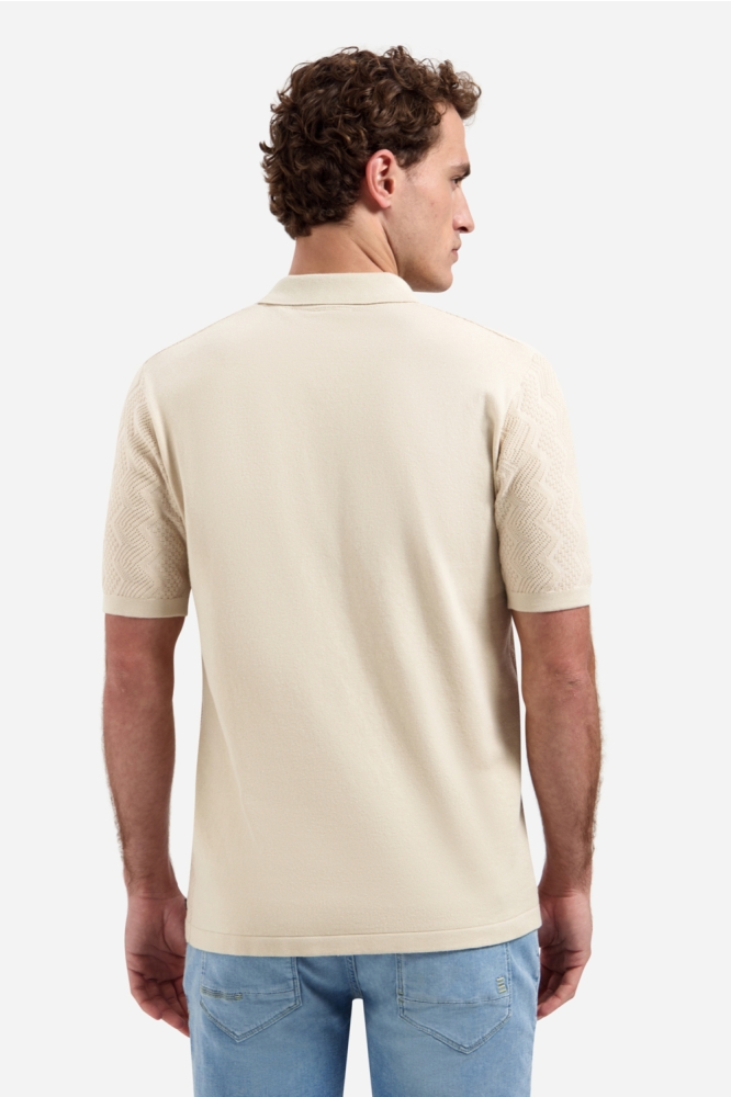 NO-EXCESS beige heren polo | Model achteraanzicht