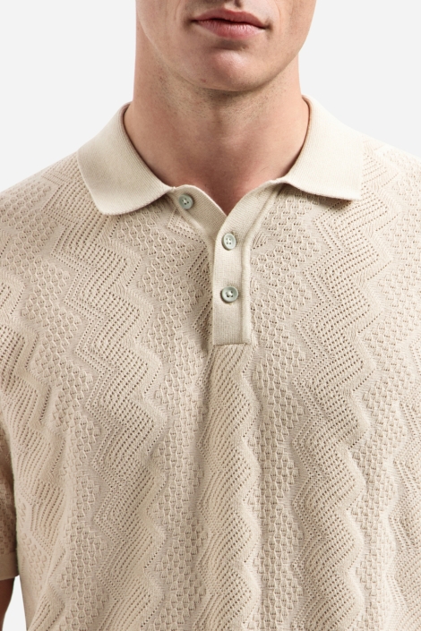 NO-EXCESS beige heren polo | Close up