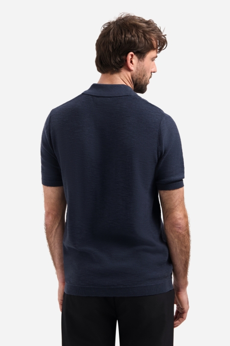 NO-EXCESS blauwe heren polo | Model achteraanzicht