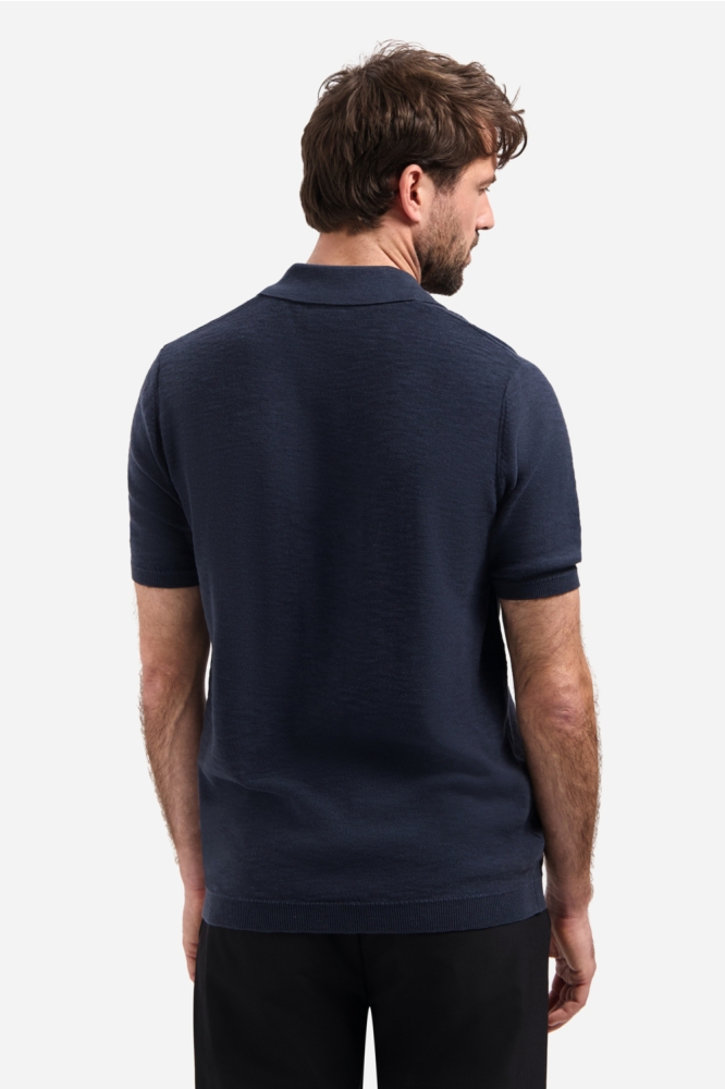 NO-EXCESS blauwe heren polo | Model achteraanzicht