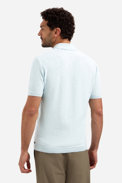 NO-EXCESS blauwe heren polo | Model achteraanzicht
