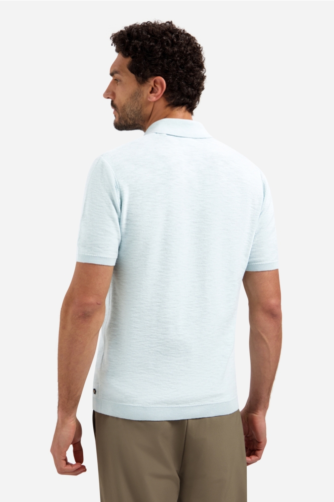 NO-EXCESS blauwe heren polo | Model achteraanzicht
